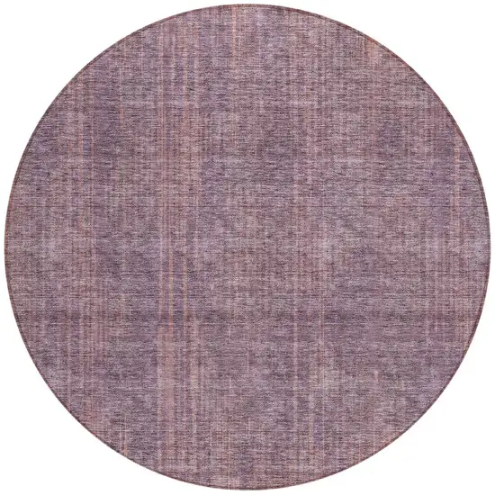 8' Mauve And Dark Purple Round Striped Washable Indoor Outdoor Area Rug Photo 4