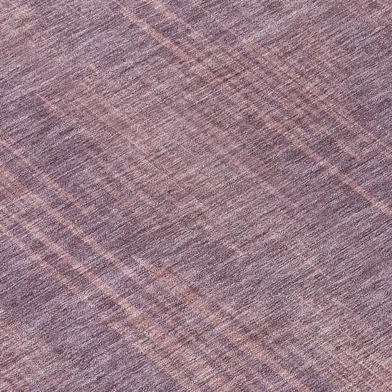 8' Mauve And Dark Purple Round Striped Washable Indoor Outdoor Area Rug Photo 8