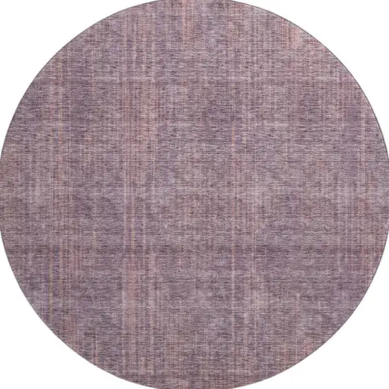 8' Mauve And Plum Striped Washable Round Rug With UV Protection Photo 4