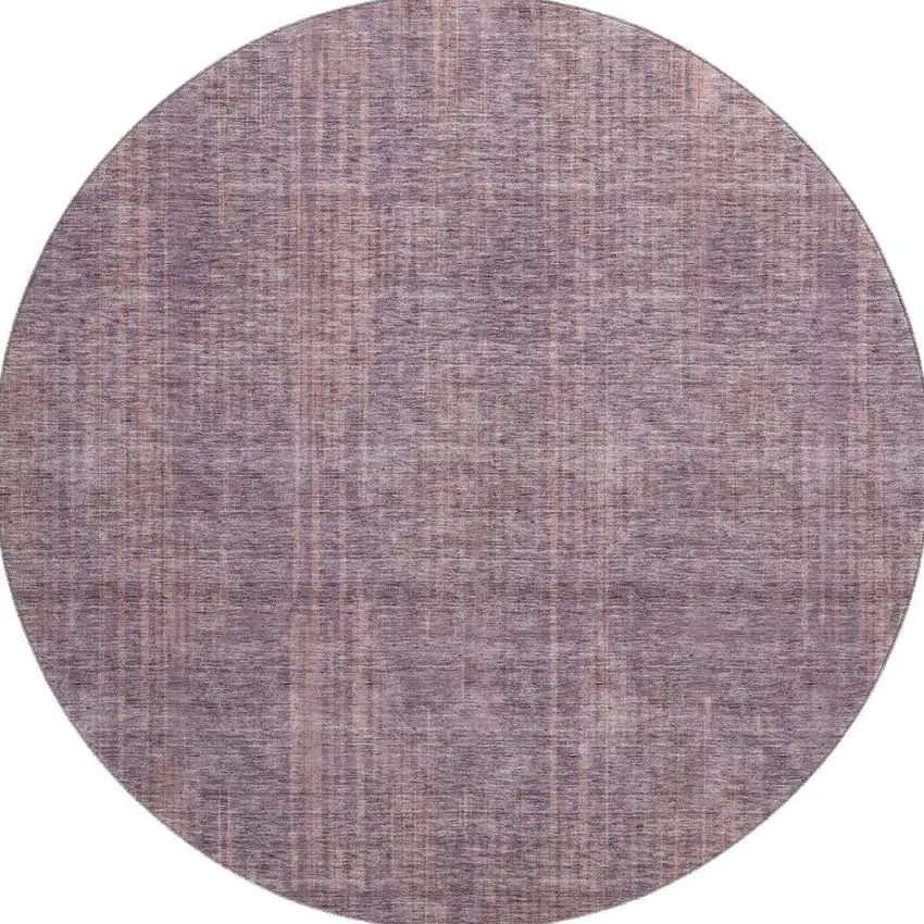 8' Mauve And Plum Striped Washable Round Rug With UV Protection Photo 4
