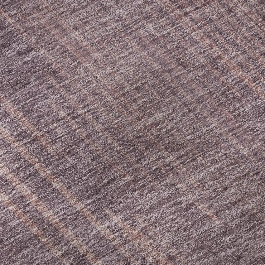 8' Mauve And Plum Striped Washable Round Rug With UV Protection Photo 9