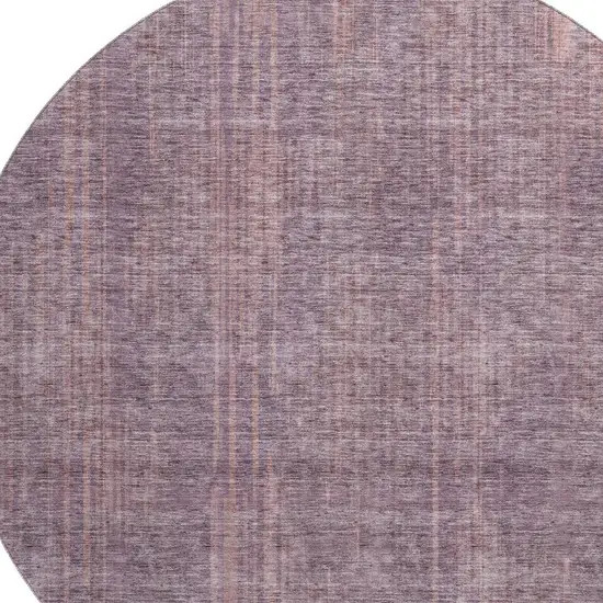 8' Mauve And Plum Striped Washable Round Rug With UV Protection Photo 3