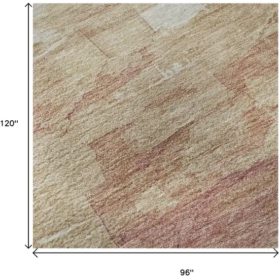 8' Mauve Beige And Pink Striped Washable Area Rug With UV Protection Photo 9