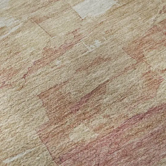 8' Mauve Beige And Pink Striped Washable Area Rug With UV Protection Photo 1