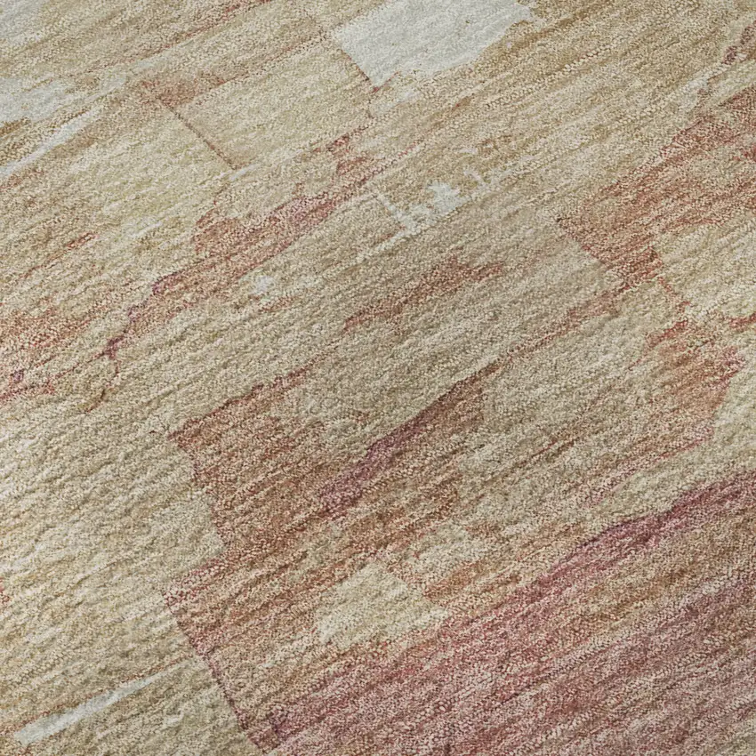 8' Mauve Beige And Pink Striped Washable Area Rug With UV Protection Photo 1