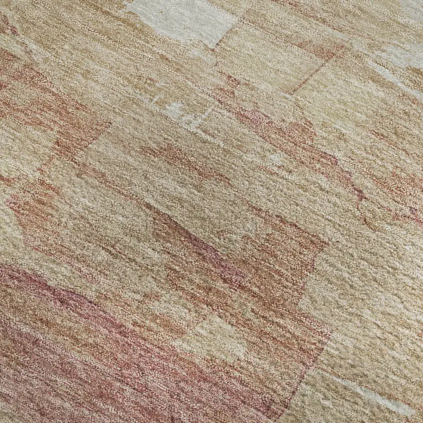 8' Mauve Beige And Pink Striped Washable Area Rug With UV Protection Photo 2