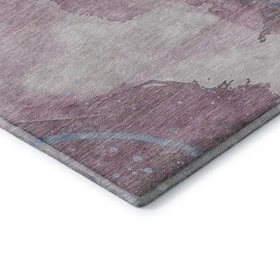 8' Mauve Blue And Ivory Abstract Washable Area Rug With UV Protection Photo 8