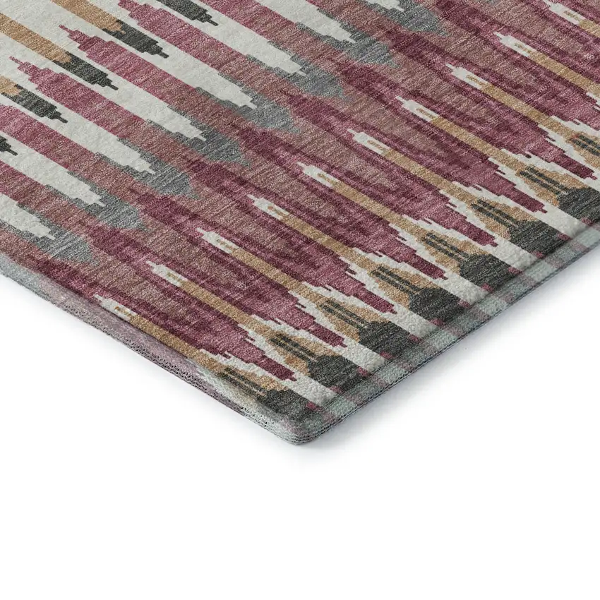 8' Mauve Blush And Ivory Southwestern Washable Round Rug With UV Protection Photo 7