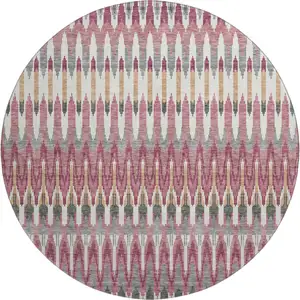Photo of 8' Mauve Blush And Ivory Southwestern Washable Round Rug With UV Protection