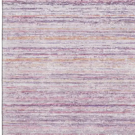 8' Mauve Lavender And Ivory Striped Washable Area Rug With UV Protection Photo 2
