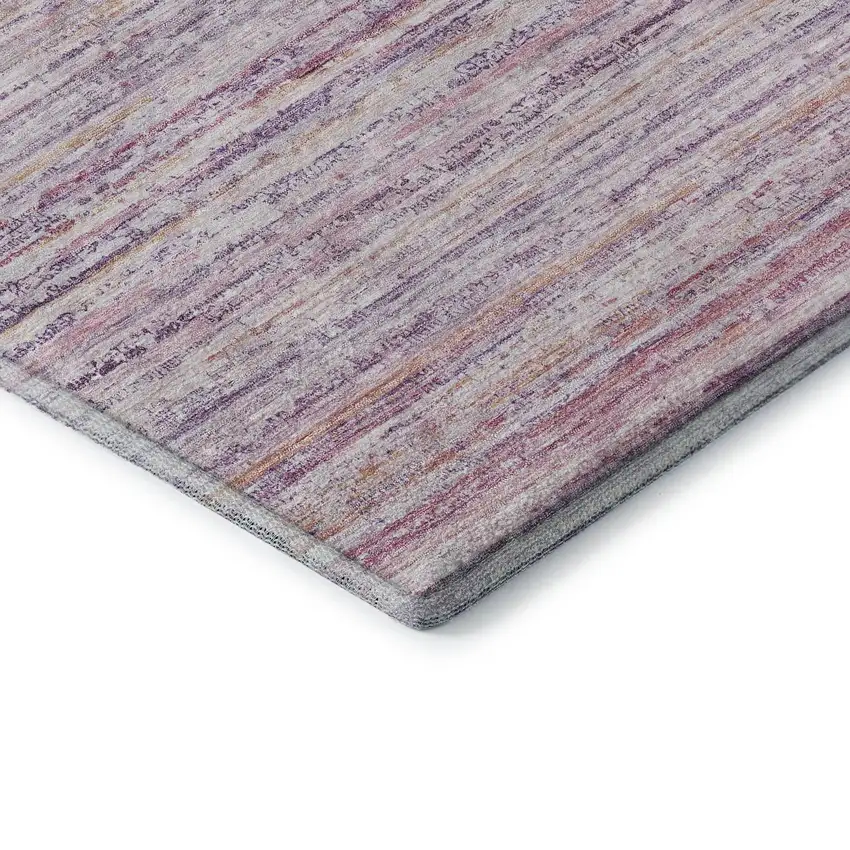 8' Mauve Lavender And Ivory Striped Washable Area Rug With UV Protection Photo 7