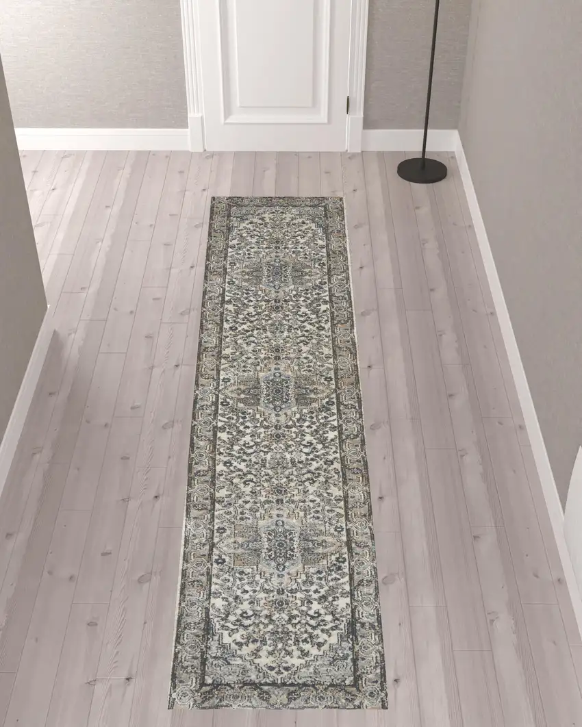 10' Medallion Power Loom Runner Rug Photo 2