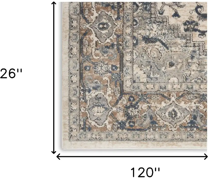 10' Medallion Power Loom Runner Rug Photo 7