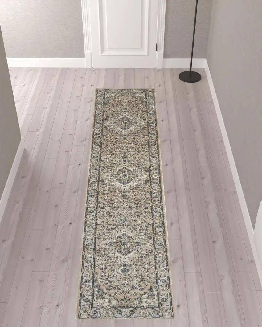 10' Medallion Power Loom Runner Rug Photo 2