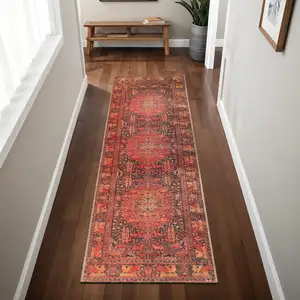 Photo of 7' Medallion Stain Resistant Runner Rug