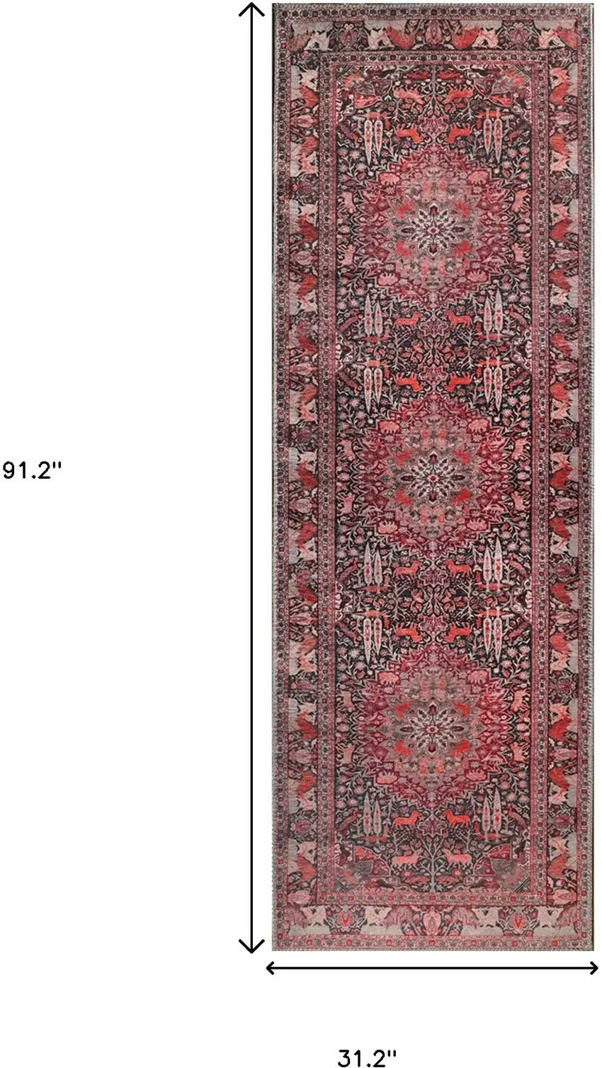 7' Medallion Stain Resistant Runner Rug Photo 6