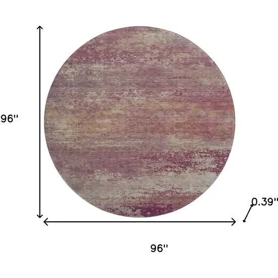 8' Merlot And Beige Abstract Washable Round Rug With UV Protection Photo 8