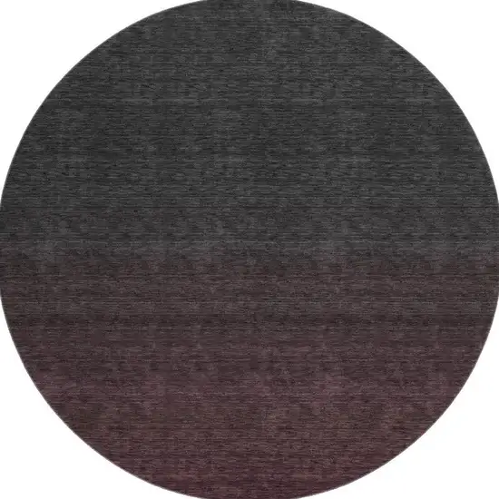 8' Merlot And Charcoal Ombre Washable Round Rug With UV Protection Photo 4