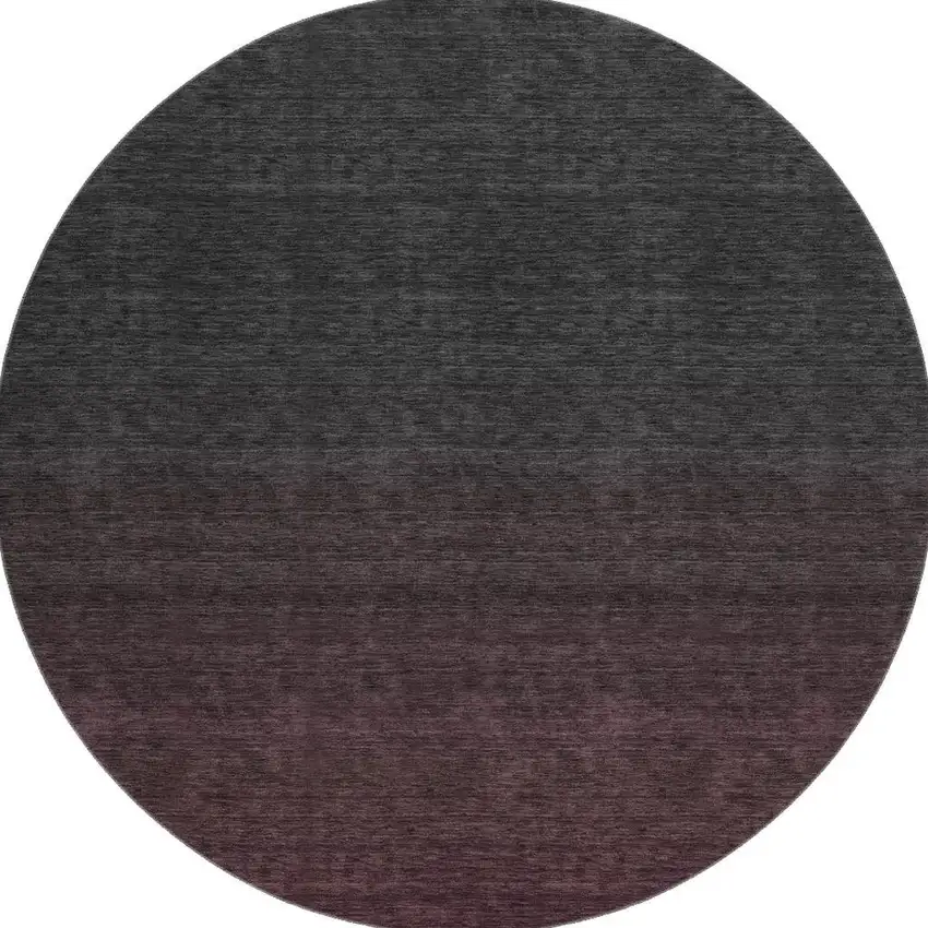 8' Merlot And Charcoal Ombre Washable Round Rug With UV Protection Photo 4