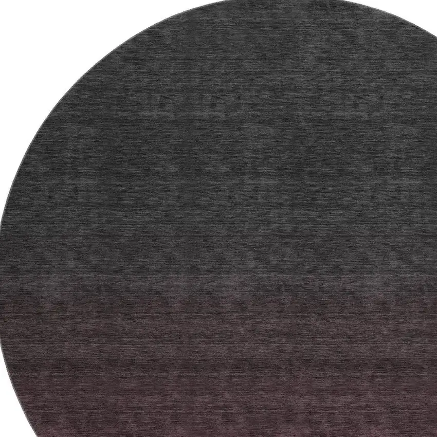 8' Merlot And Charcoal Ombre Washable Round Rug With UV Protection Photo 3