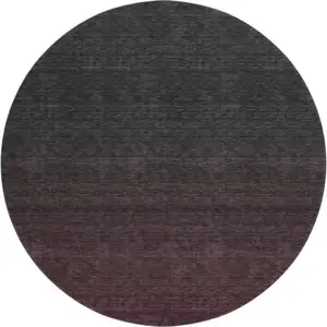 Photo of 8' Merlot And Charcoal Ombre Washable Round Rug With UV Protection