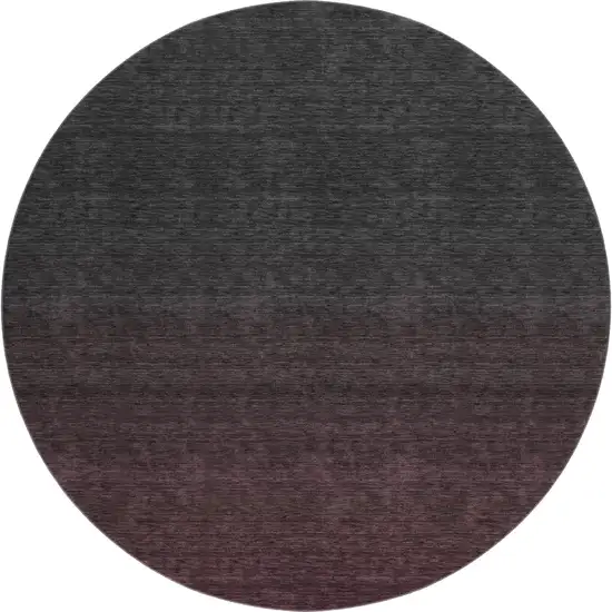8' Merlot And Charcoal Ombre Washable Round Rug With UV Protection Photo 1