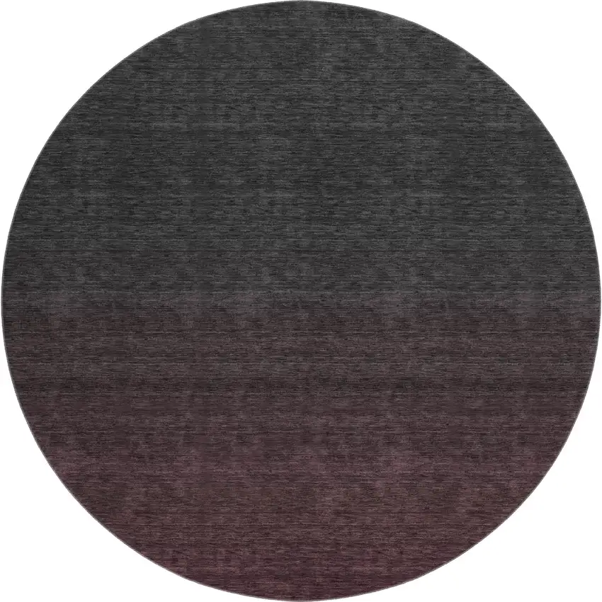 8' Merlot And Charcoal Ombre Washable Round Rug With UV Protection Photo 1