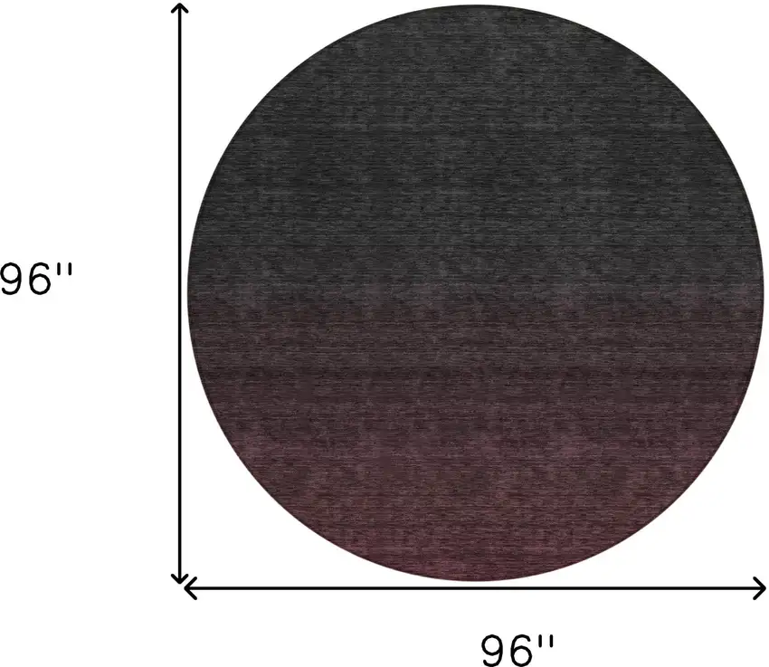 8' Merlot And Charcoal Round Abstract Washable Indoor Outdoor Area Rug Photo 3