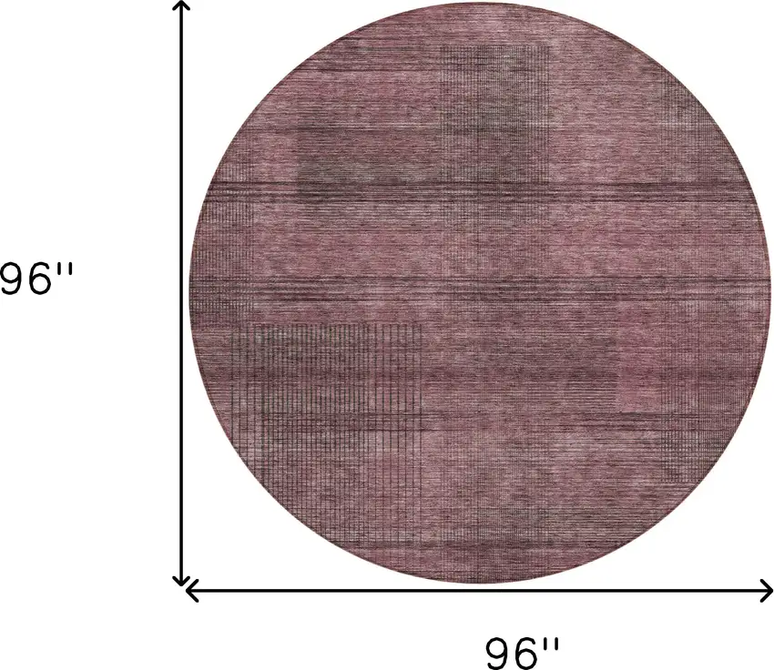 8' Merlot And Gray Round Striped Washable Indoor Outdoor Area Rug Photo 3