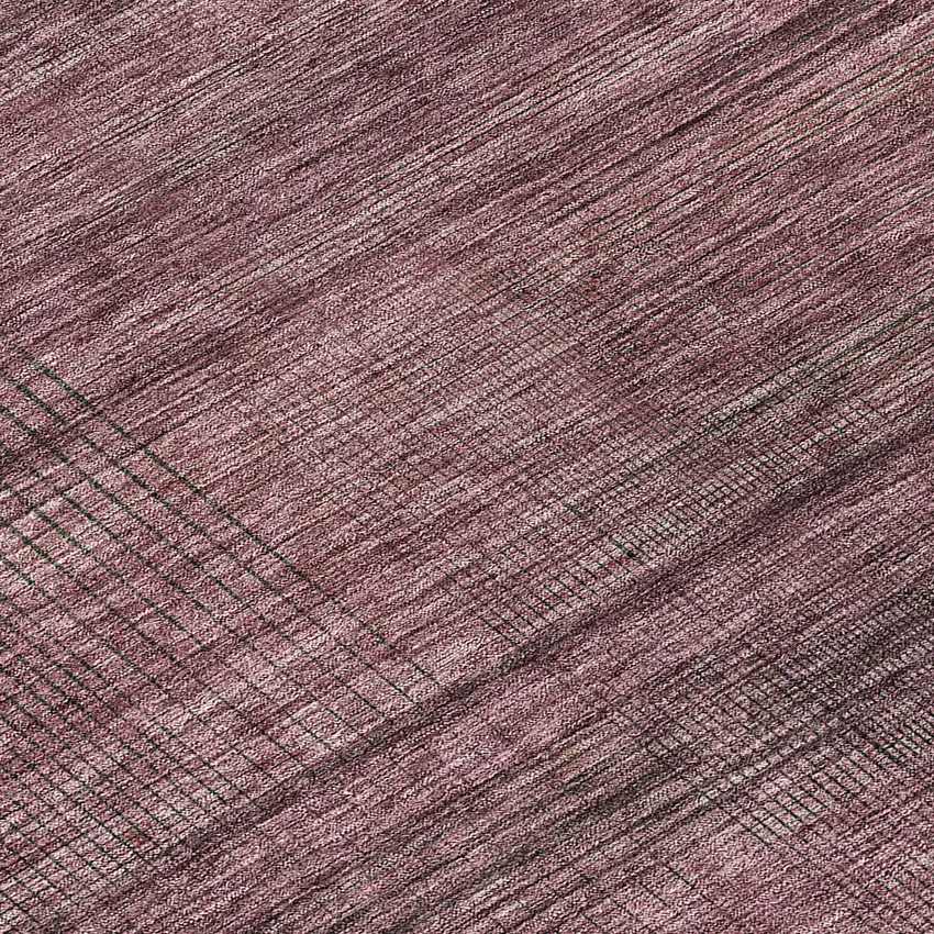 8' Merlot And Gray Round Striped Washable Indoor Outdoor Area Rug Photo 8