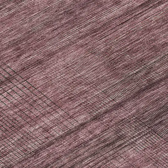 8' Merlot And Gray Round Striped Washable Indoor Outdoor Area Rug Photo 8