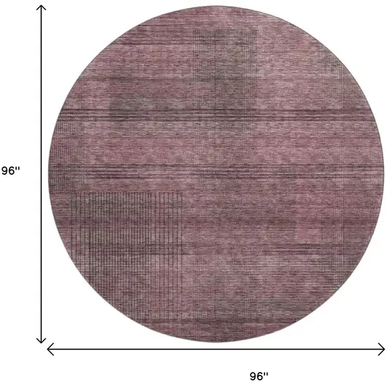 8' Merlot And Gray Striped Washable Round Rug With UV Protection Photo 3