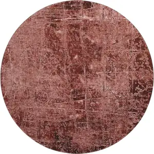 Photo of 8' Merlot And Ivory Abstract Washable Round Rug With UV Protection