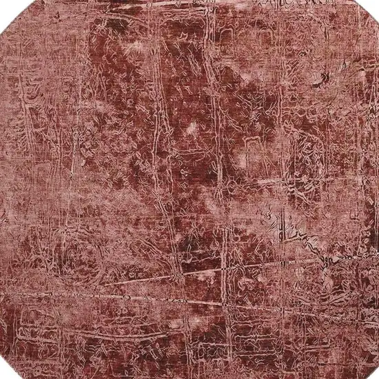 8' Merlot And Ivory Abstract Washable Round Rug With UV Protection Photo 3