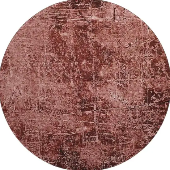 8' Merlot And Ivory Abstract Washable Round Rug With UV Protection Photo 4