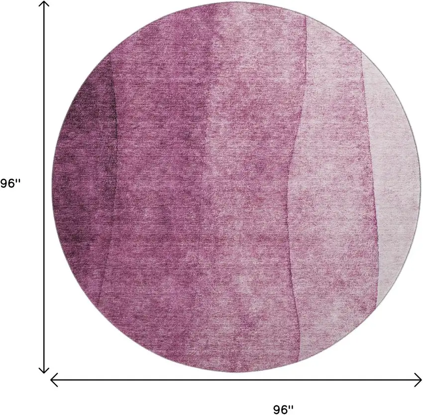 8' Merlot And Ivory Ombre Washable Round Rug With UV Protection Photo 8
