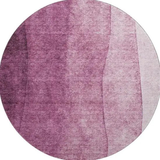 8' Merlot And Ivory Ombre Washable Round Rug With UV Protection Photo 4