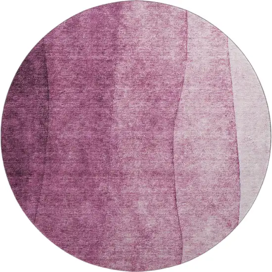 8' Merlot And Ivory Ombre Washable Round Rug With UV Protection Photo 1