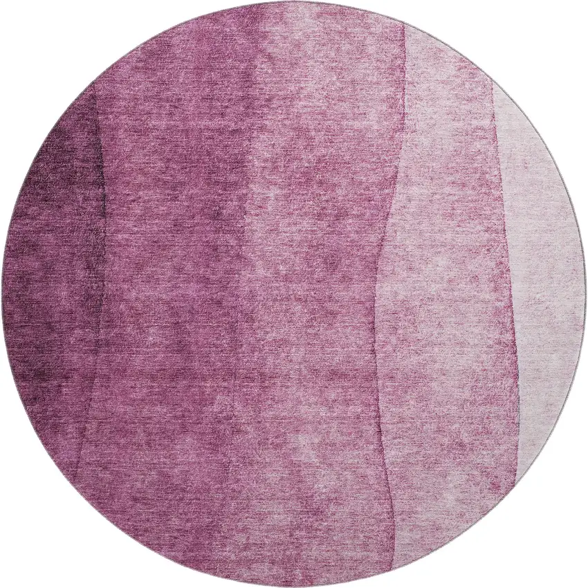 8' Merlot And Ivory Ombre Washable Round Rug With UV Protection Photo 1