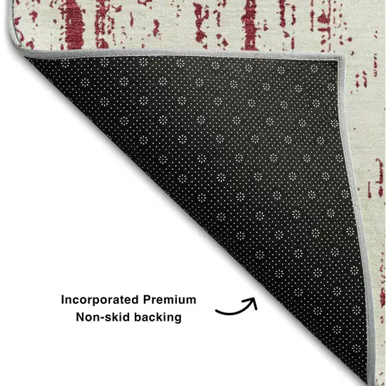 8' Merlot And Ivory Striped Washable Round Rug With UV Protection Photo 6