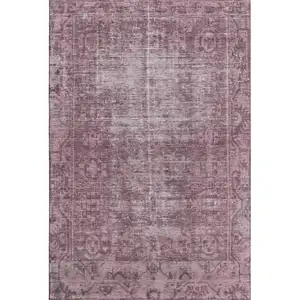 Photo of 8' Merlot And Silver Oriental Washable Area Rug With UV Protection