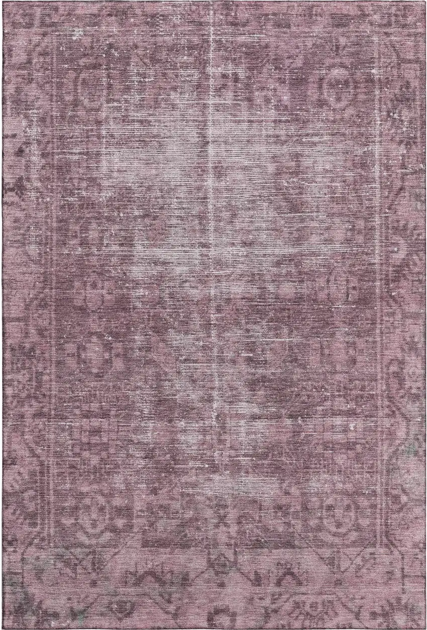 8' Merlot And Silver Oriental Washable Area Rug With UV Protection Photo 1