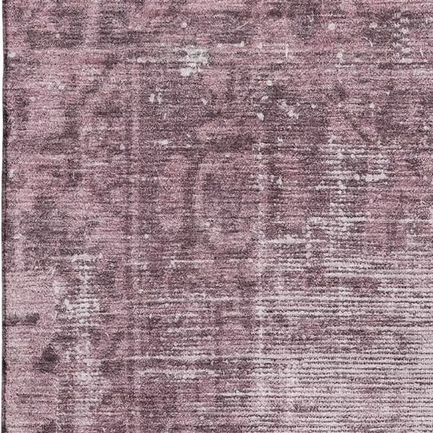 8' Merlot And Silver Oriental Washable Area Rug With UV Protection Photo 2