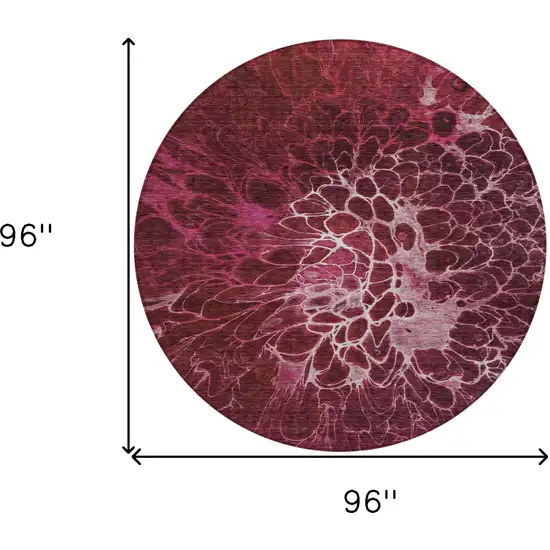 8' Merlot Blush And Gray Round Abstract Washable Indoor Outdoor Area Rug Photo 3