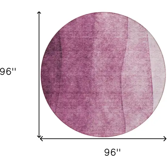 8' Merlot Blush And Pink Round Ombre Washable Indoor Outdoor Area Rug Photo 3