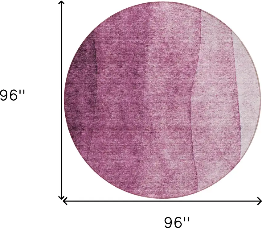 8' Merlot Blush And Pink Round Ombre Washable Indoor Outdoor Area Rug Photo 3