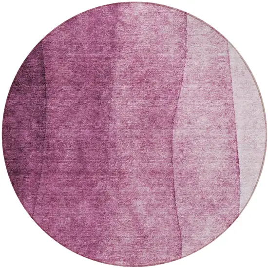 8' Merlot Blush And Pink Round Ombre Washable Indoor Outdoor Area Rug Photo 1