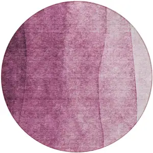 Photo of 8' Merlot Blush And Pink Round Ombre Washable Indoor Outdoor Area Rug