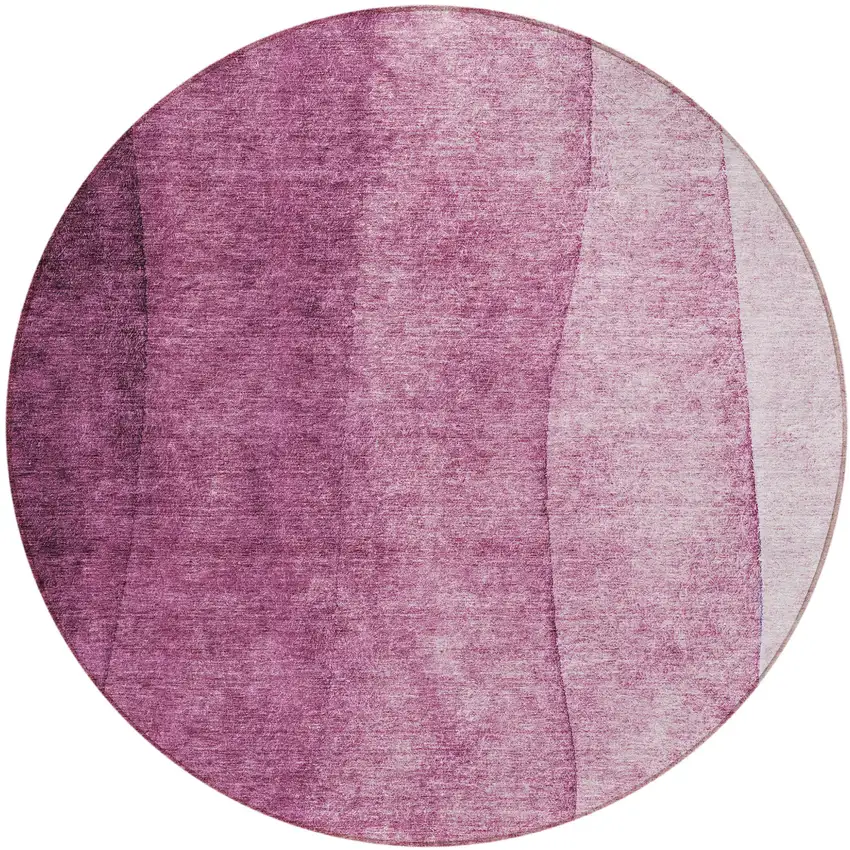 8' Merlot Blush And Pink Round Ombre Washable Indoor Outdoor Area Rug Photo 1