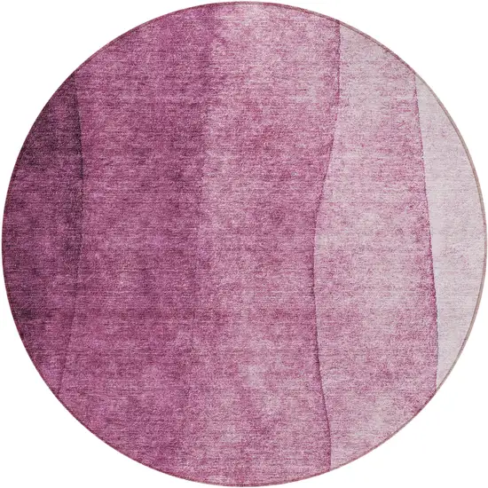8' Merlot Blush And Pink Round Ombre Washable Indoor Outdoor Area Rug Photo 1